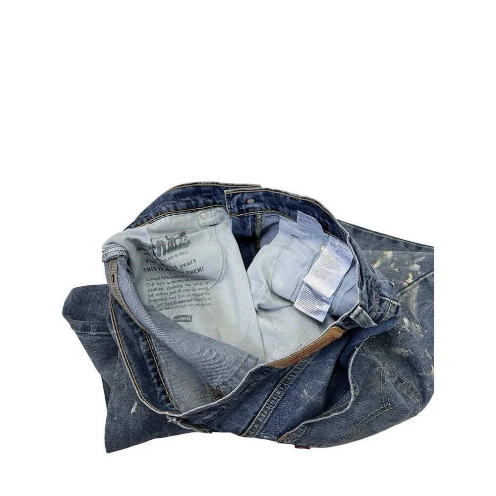 Levi's 541 Men’s Athletic Taper Stretch Denim Jeans Blue Paints Splatter 34x34